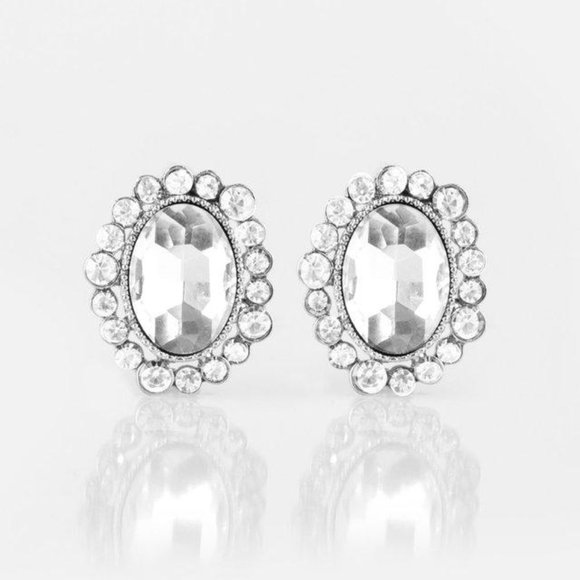 Hold Court White Post Back Earrings - Picture 2 of 2